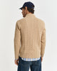 KHAKI MELANGE, COTTON CABLE HALF ZIP, BACK-VIEW BY GANT AU.