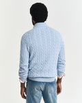 FRESH BLUE, COTTON CABLE HALF ZIP, BACK-VIEW BY GANT AU.