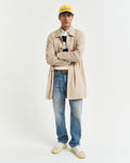 EVENING BLUE, STRIPED COTTON CABLE C-NECK BY GANT AU.