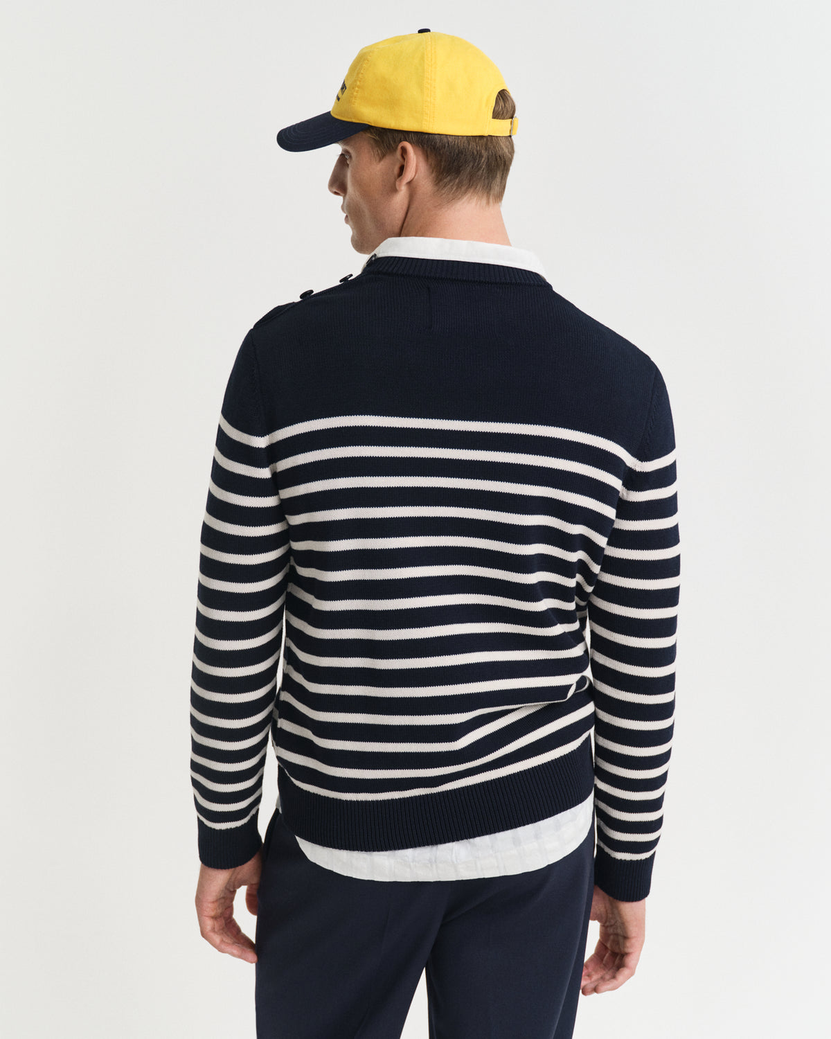 EVENING BLUE, STRIPED COTTON C-NECK, BACK-VIEW BY GANT AU.