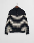 EVENING BLUE, STRIPED COTTON HALF BUTTONED NECK, FLAT-LAY BY GANT AU.