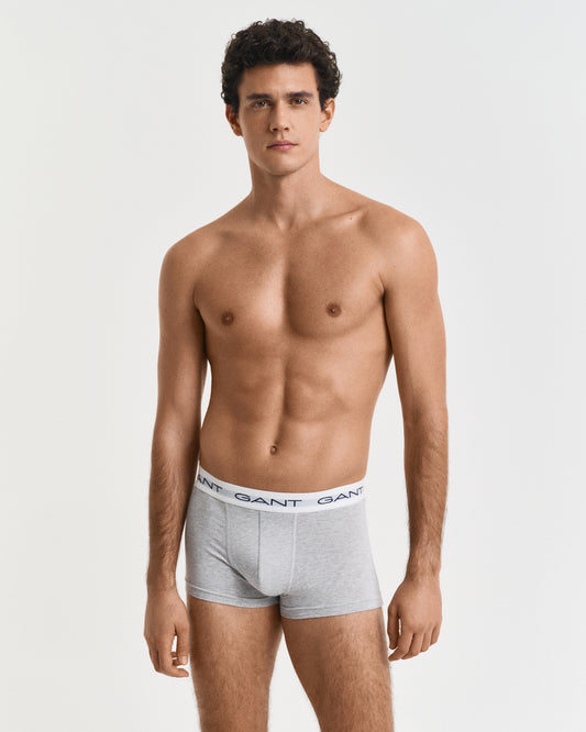 LIGHT GREY MELANGE, TRUNK 3-PACK, BACK-VIEW BY GANT AU.