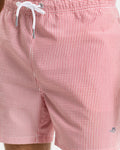 RUBY RED, SEERSUCKER SWIM SHORTS, CLOSE-UP BY GANT AU.