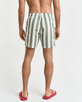 KALAMATA GREEN, BLOCK STRIPE SWIM SHORTS, BACK-VIEW BY GANT AU.