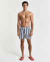 DUSTY NAVY, BLOCK STRIPE SWIM SHORTS BY GANT AU.