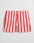 WATERMELON RED, BLOCK STRIPE SWIM SHORTS, FRONT-VIEW BY GANT AU.