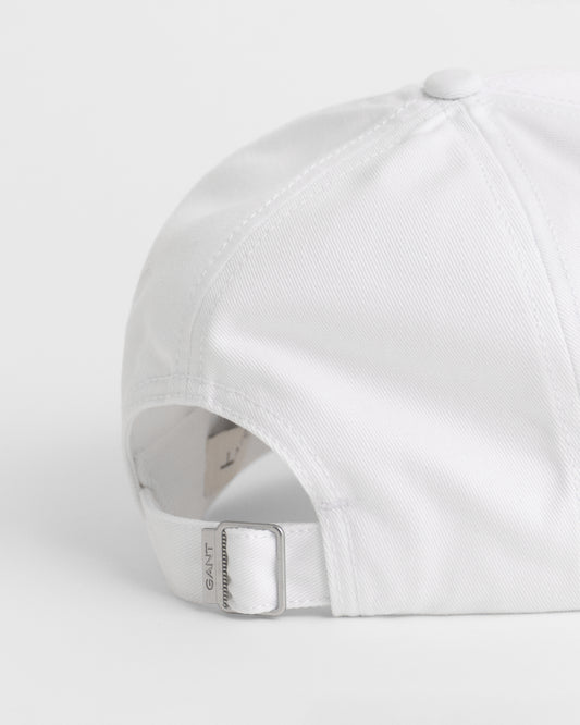 WHITE, HIGH SHIELD COTTON TWILL CAP, CLOSE-UP BY GANT AU.