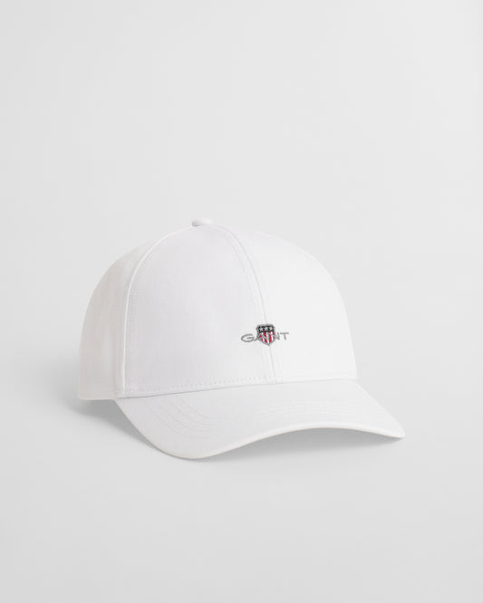 WHITE, HIGH SHIELD COTTON TWILL CAP, FRONT-VIEW BY GANT AU.
