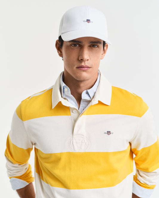 WHITE, HIGH SHIELD COTTON TWILL CAP BY GANT AU.