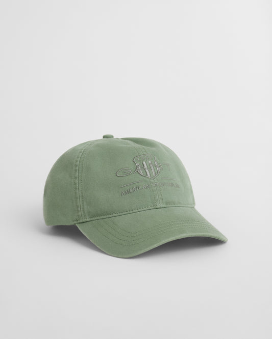 KALAMATA GREEN, TONAL ARCHIVE SHIELD CAP, FRONT-VIEW BY GANT AU.