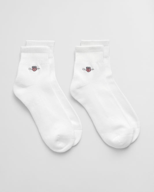 WHITE, SHIELD ANKLE SPORT SOCKS 2-PACK BY GANT AU.