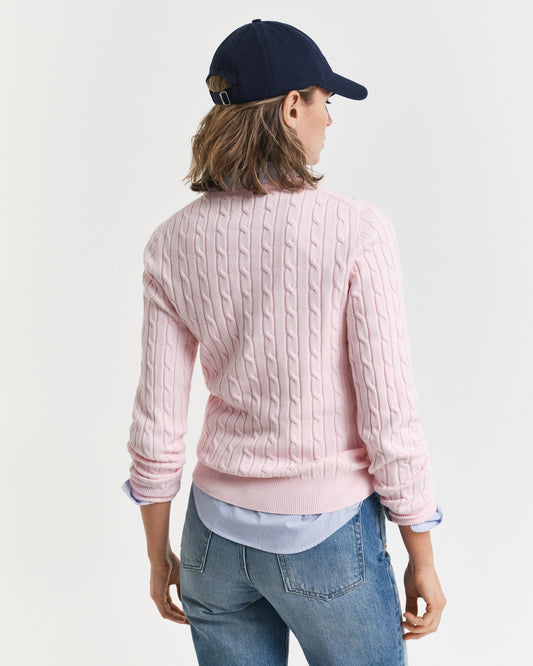 SALMON, STRETCH COTTON CABLE C-NECK, BACK-VIEW BY GANT AU.