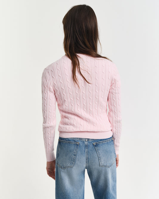 SALMON, STRETCH COTTON CABLE V-NECK, BACK-VIEW BY GANT AU.