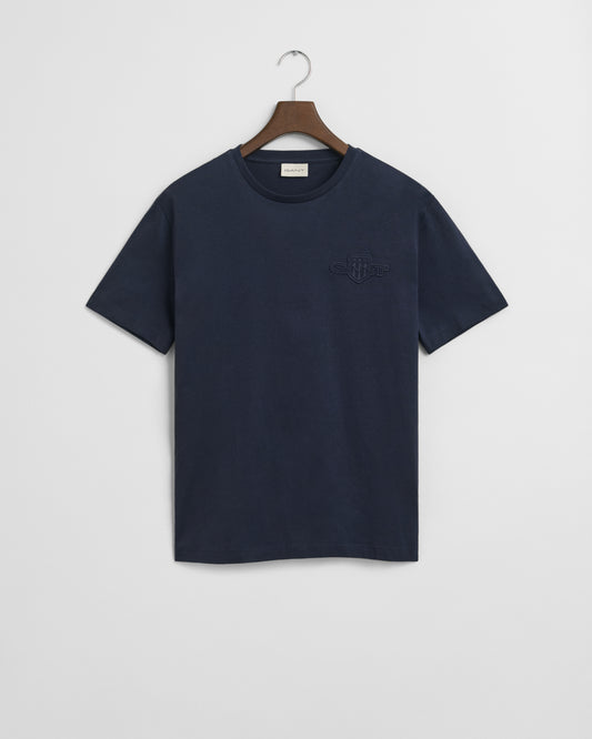 EVENING BLUE, REG TONAL SHIELD SS T-SHIRT BY GANT AU.