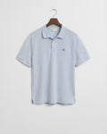 ICE BLUE MELANGE, REG SHIELD SS PIQUE POLO BY GANT AU.
