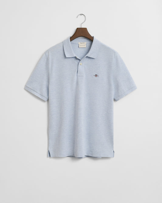 ICE BLUE MELANGE, REG SHIELD SS PIQUE POLO BY GANT AU.