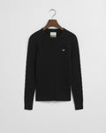 BLACK, STRETCH COTTON CABLE C-NECK BY GANT AU.