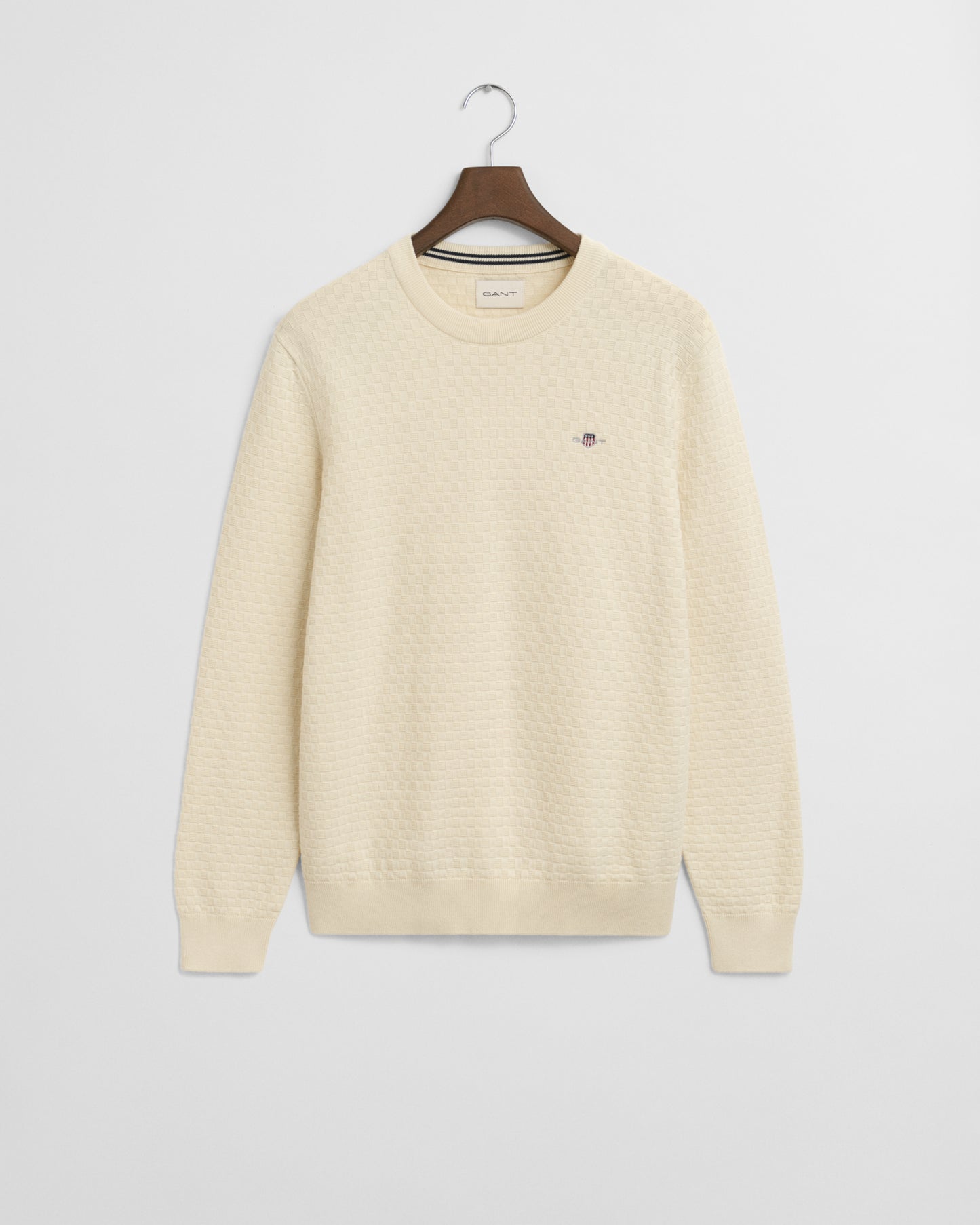 CREAM, MICRO  TEXTURE C-NECK BY GANT AU.