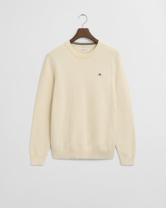 CREAM, MICRO  TEXTURE C-NECK BY GANT AU.