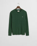 FOREST GREEN, COTTON CABLE C-NECK BY GANT AU.