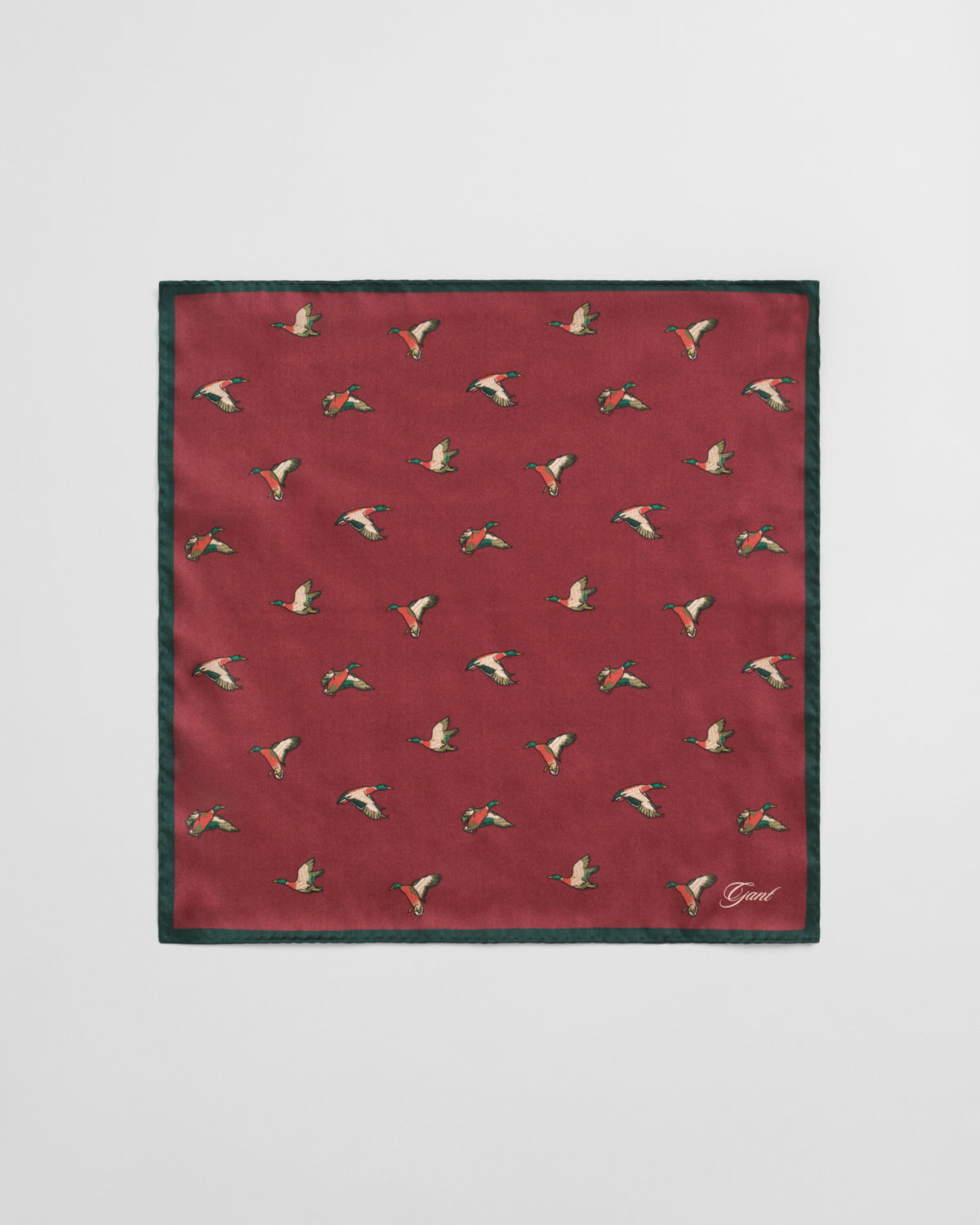 PLUMPED RED, DUCK PRINT POCKET SQUARE BY GANT AU.