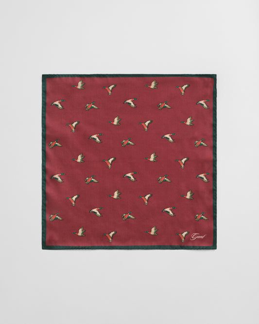 PLUMPED RED, DUCK PRINT POCKET SQUARE BY GANT AU.