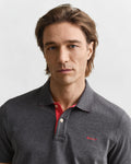 ANTRACIT MELANGE, REG CONTRAST PIQUE SS POLO, CLOSE-UP BY GANT AU.