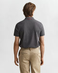 ANTRACIT MELANGE, REG CONTRAST PIQUE SS POLO, BACK-VIEW BY GANT AU.