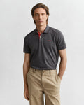 ANTRACIT MELANGE, REG CONTRAST PIQUE SS POLO, FRONT-VIEW BY GANT AU.