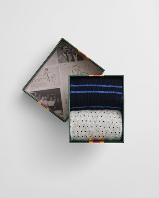 MARINE, STRIPE AND MINI DOT SOCKS 2-P GB BY GANT AU.