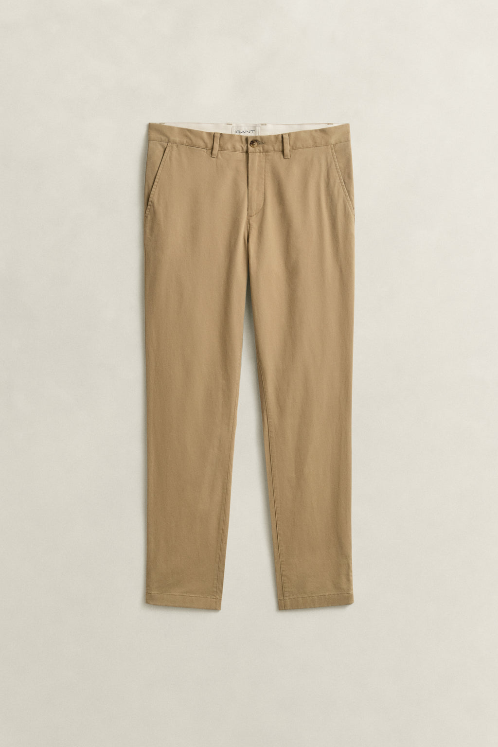 DARK KHAKI, Classic Slim Chinos, FLAT-LAY BY GANT AU.