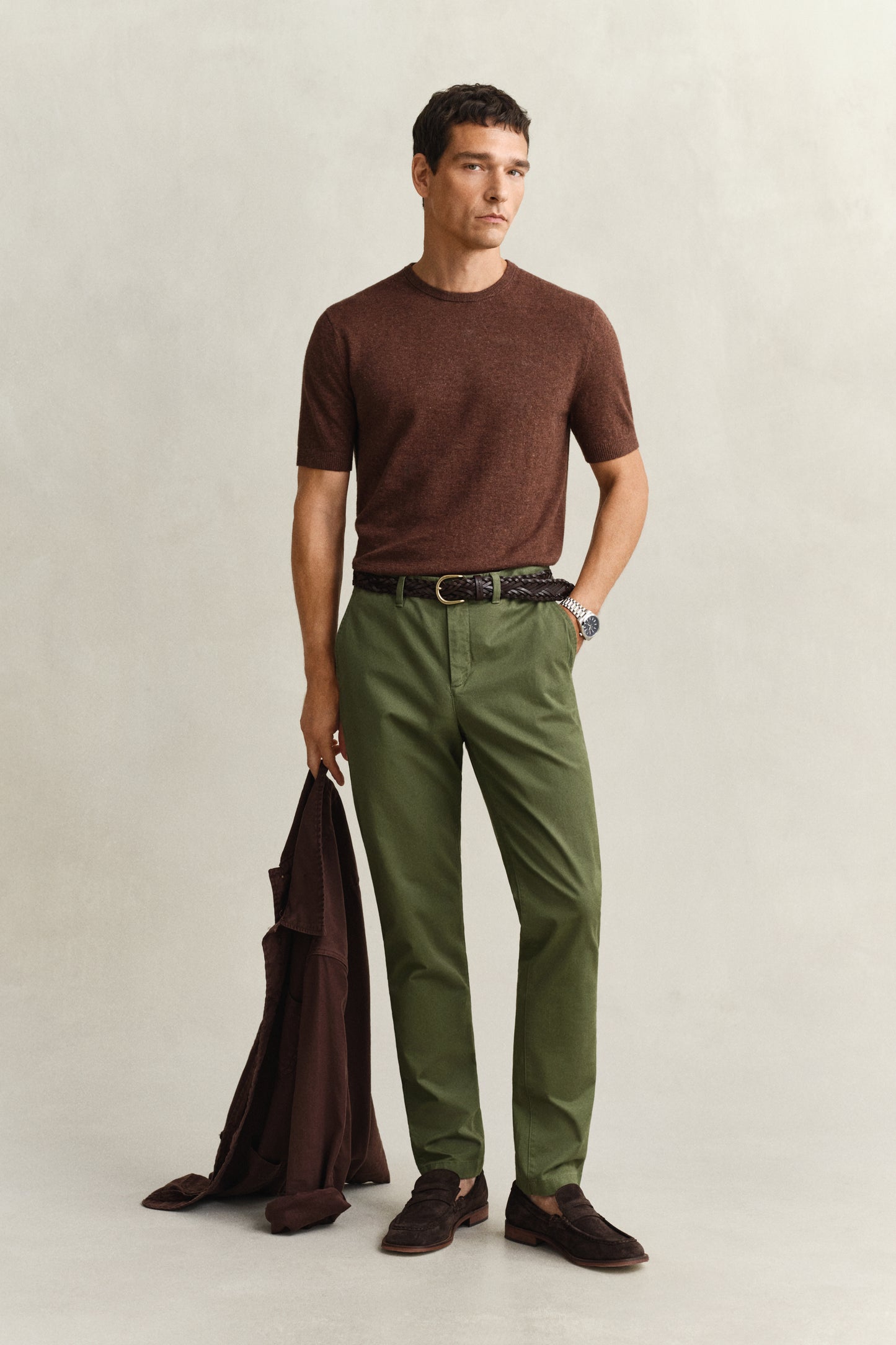 DRY HERB GREEN, Classic Slim Chinos, FRONT-VIEW BY GANT AU.