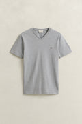 GREY MELANGE, Slim Shield T-Shirt, FLAT-LAY BY GANT AU.