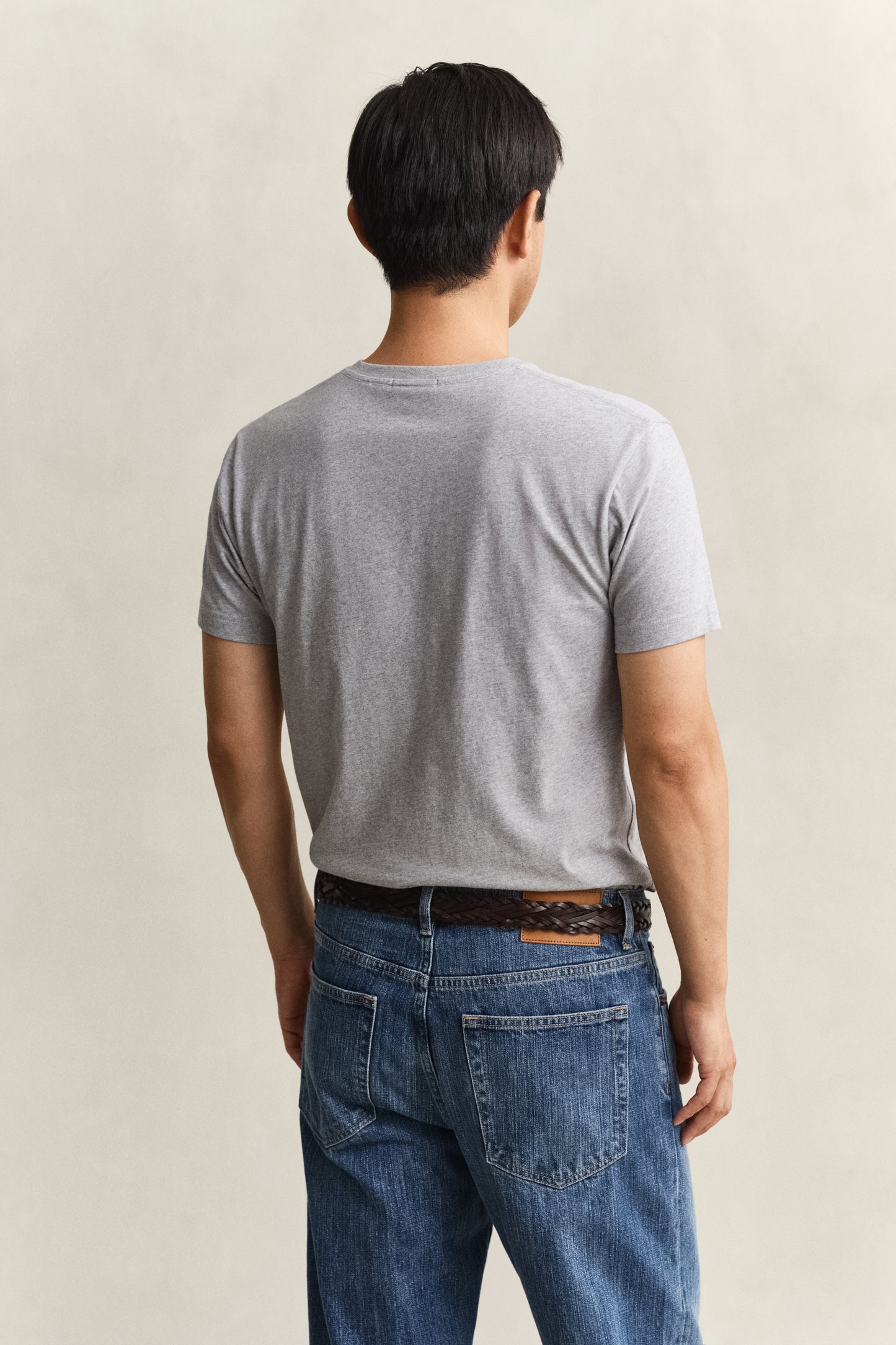 GREY MELANGE, Slim Shield T-Shirt, BACK-VIEW BY GANT AU.