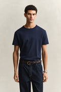 EVENING BLUE, INTERLOCK SS TSHIRT, FRONT-VIEW BY GANT AU.