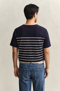 EVENING BLUE, PLACED STRIPE SS TSHIRT, BACK-VIEW BY GANT AU.