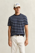EVENING BLUE, MULTISTRIPE SS TSHIRT, FRONT-VIEW BY GANT AU.