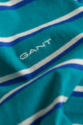 AQUA BLUE, MULTISTRIPE SS TSHIRT, CLOSE-UP BY GANT AU.