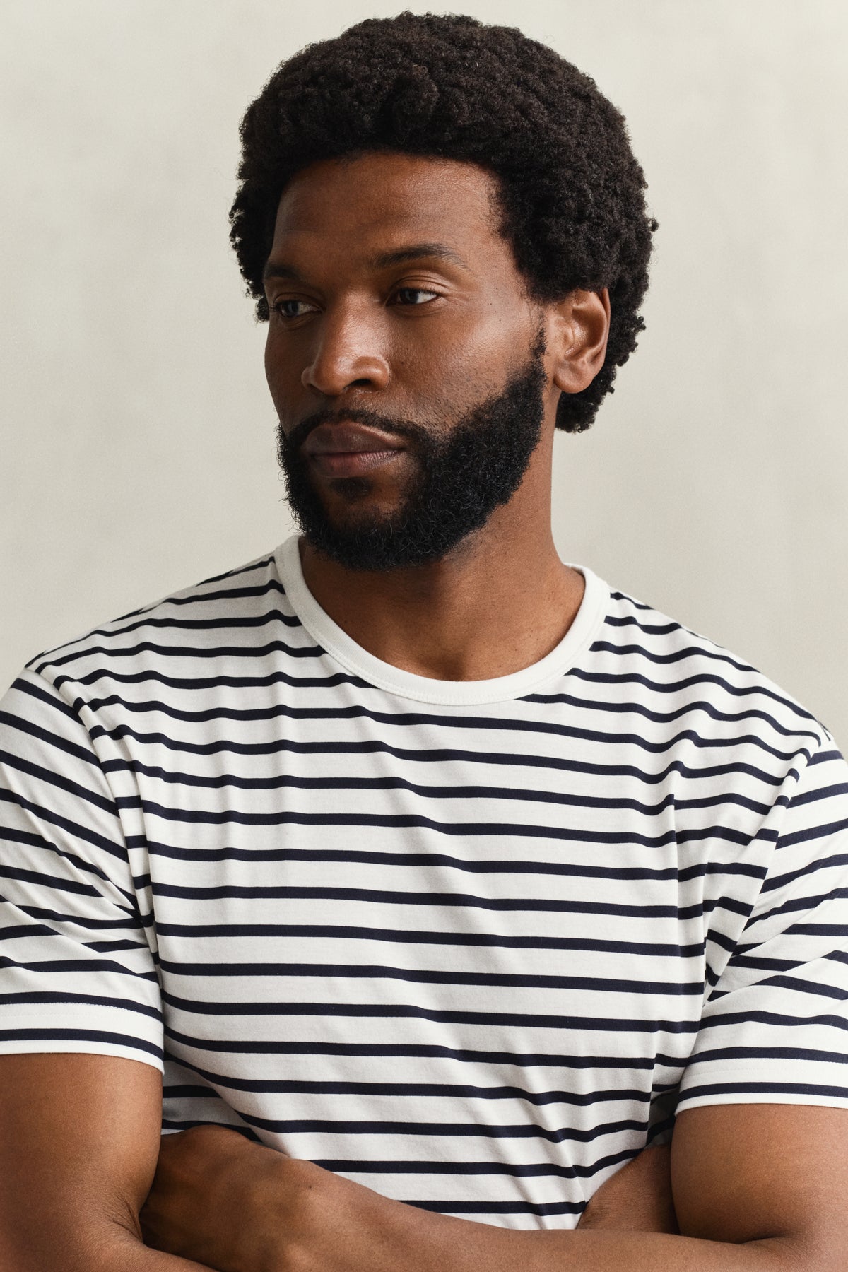 EGGSHELL, PIMA STRIPE SS TSHIRT, CLOSE-UP BY GANT AU.