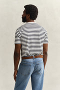 EGGSHELL, PIMA STRIPE SS TSHIRT, BACK-VIEW BY GANT AU.