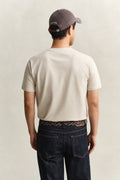 OAT BEIGE, 2 TONE PIQUE SS TSHIRT, BACK-VIEW BY GANT AU.