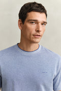 VINTAGE BLUE, 2 TONE PIQUE SS TSHIRT, CLOSE-UP BY GANT AU.