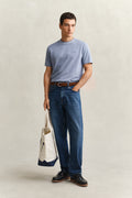 VINTAGE BLUE, 2 TONE PIQUE SS TSHIRT BY GANT AU.