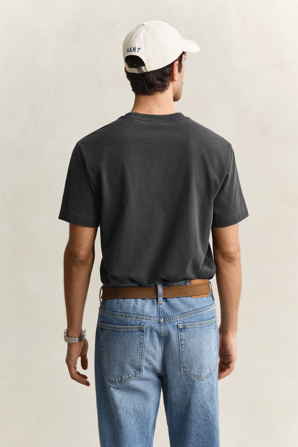BLACK, WASHED SLUB SS TSHIRT, BACK-VIEW BY GANT AU.