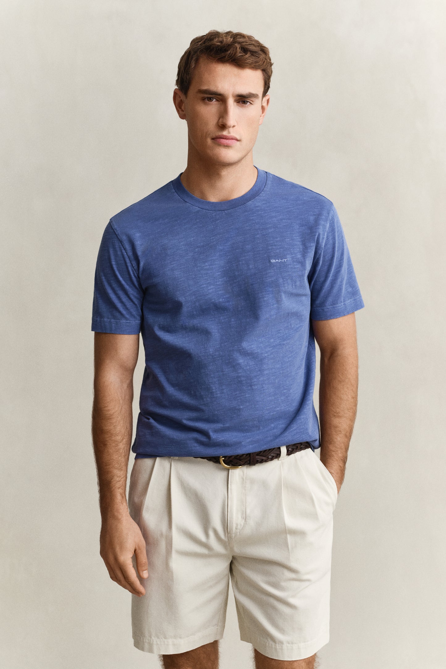 VINTAGE BLUE, WASHED SLUB SS TSHIRT, FRONT-VIEW BY GANT AU.