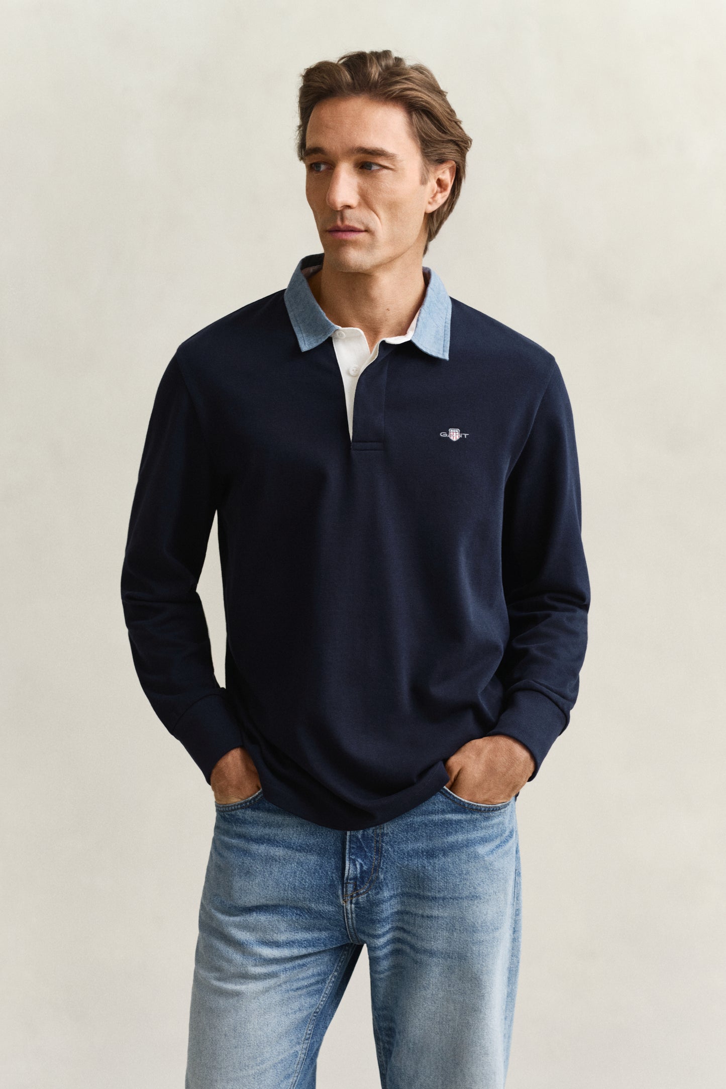 EVENING BLUE, REG CHAMBRAY HEAVY RUGGER BY GANT AU.