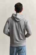 GREY MELANGE, REG SHIELD FULL ZIP HOODIE, BACK-VIEW BY GANT AU.