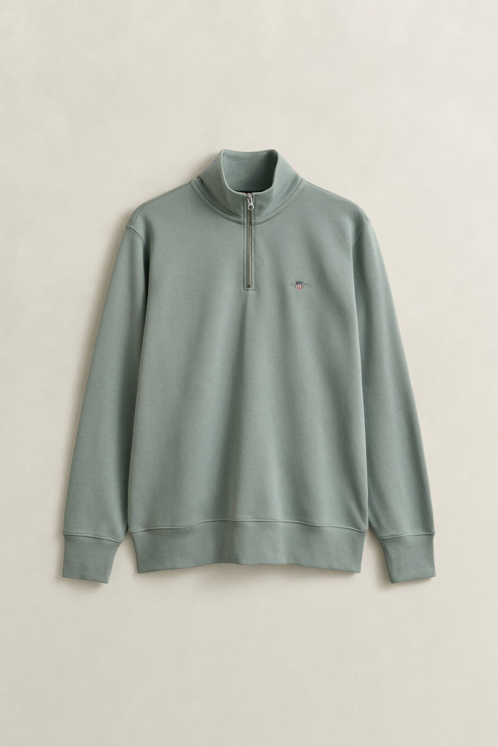 CERAMIC GREY, REG SHIELD HALF ZIP SWEAT, FLAT-LAY BY GANT AU.