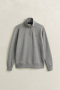 GREY MELANGE, REG SHIELD HALF ZIP SWEAT, FLAT-LAY BY GANT AU.