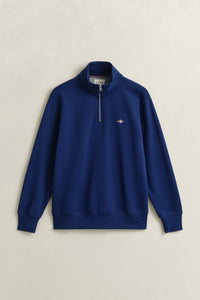RICH NAVY, REG SHIELD HALF ZIP SWEAT, FLAT-LAY BY GANT AU.